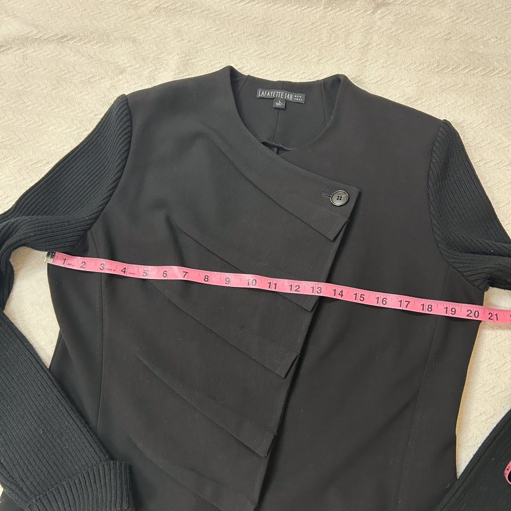 LAFAYETTE 148 Women Black Extrafine Wool Sweater sleeves jacket blazer - sz L - Picture 13 of 14
